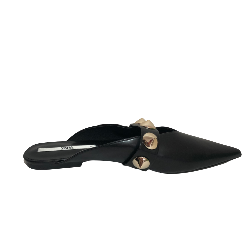 ZARA Black Studded Mules | Brand New |