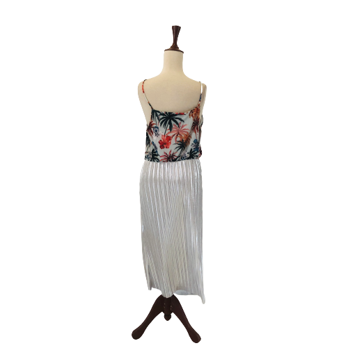 ZARA Silver Pleated & Printed Dress | Brand New |