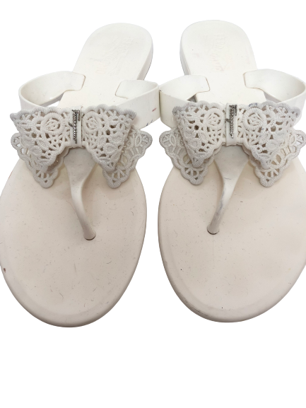 Salvatore Ferragamo White 'Pandy' Jelly Sandals | Pre Loved |