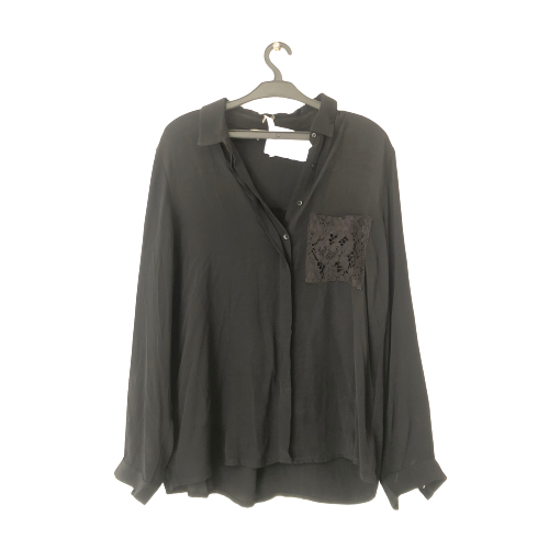 Koton Black Plain Blouse with Lace Pocket