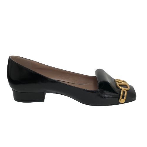 Valentino Black Leather Vlogo Club Pumps | Gently Used |