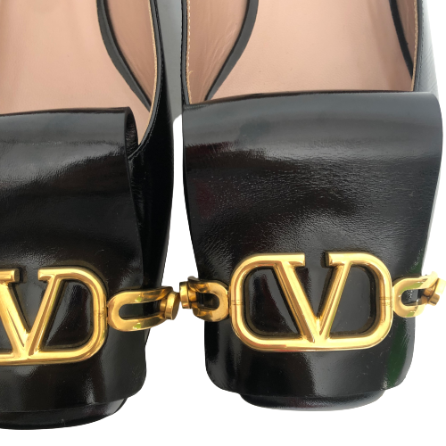 Valentino Black Leather Vlogo Club Pumps | Gently Used |
