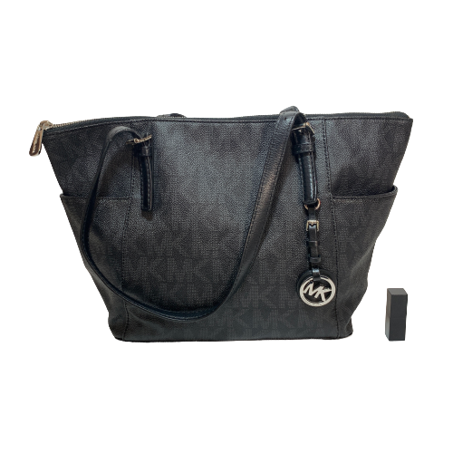 Michael Kors Black Monogram Coated Canvas Shoulder Bag | Pre Loved |