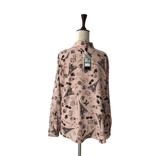 Karl Lagerfeld Pink Printed Collared Shirt | Brand New |