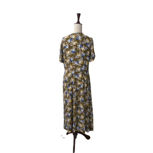Mango Olive Floral Printed Midi Dress | Gently Used |