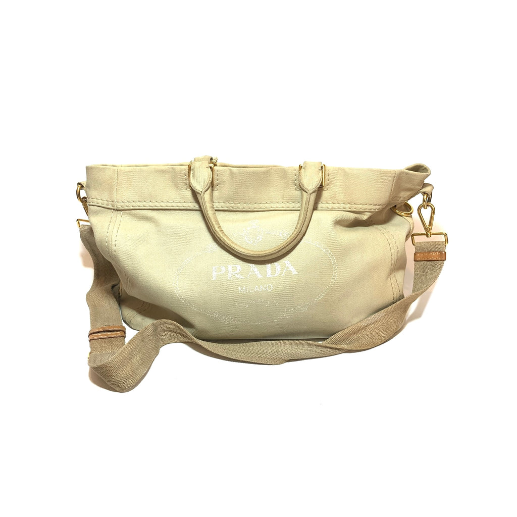 Prada Beige Canvas Satchel | Pre Loved |