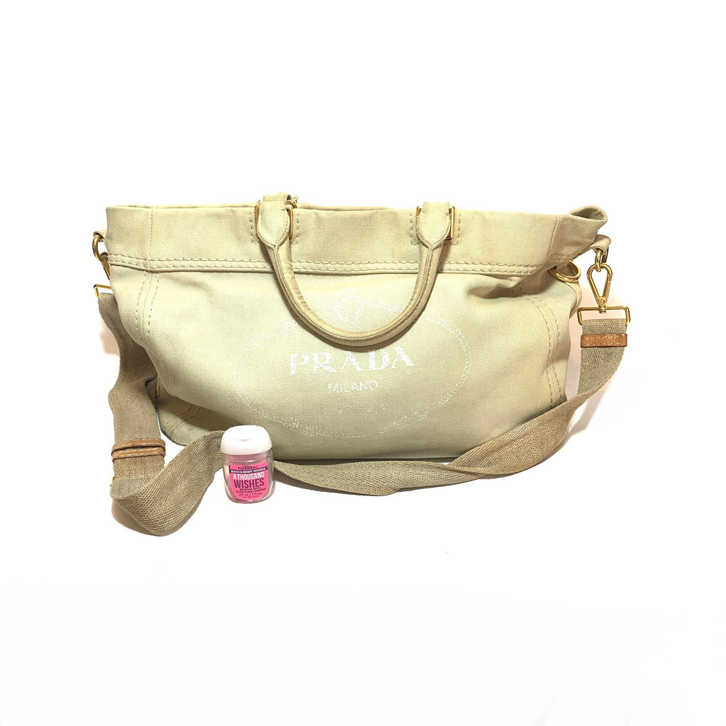 Prada Beige Canvas Satchel | Pre Loved |