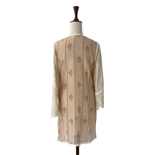 Sania Maskatiya Cream Embroidered Cotton-net Kameez | Gently Used |