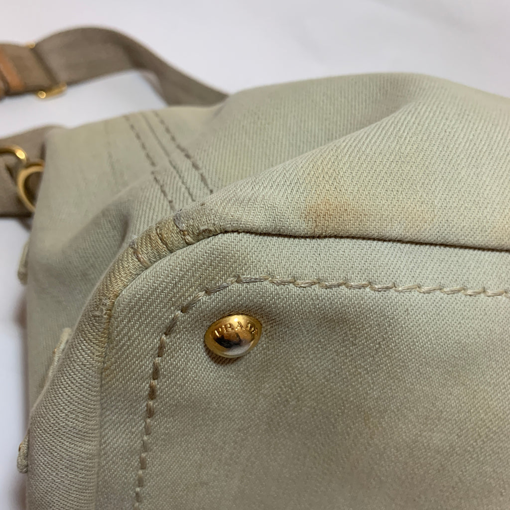Prada Beige Canvas Satchel | Pre Loved |