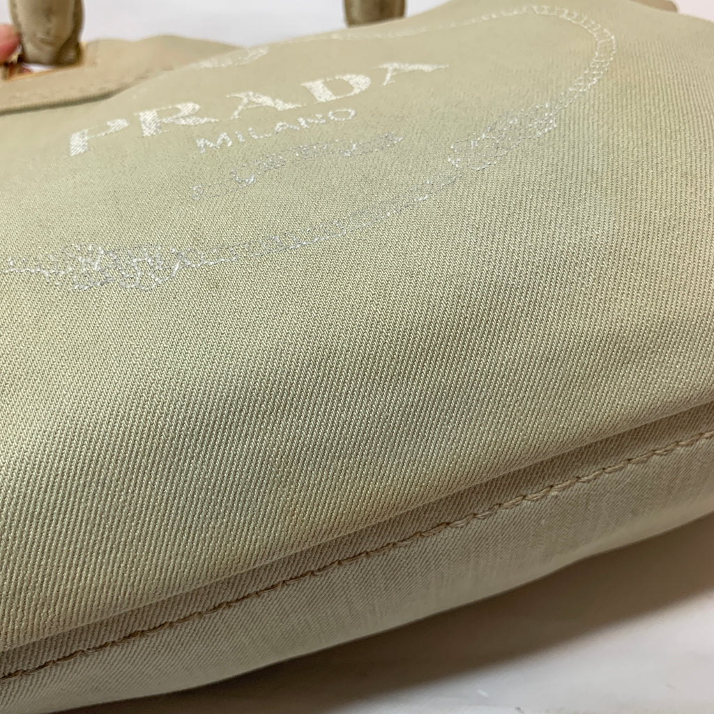 Prada Beige Canvas Satchel | Pre Loved |