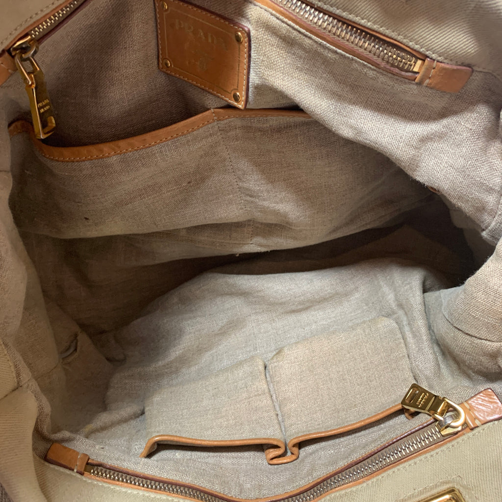 Prada Beige Canvas Satchel | Pre Loved |
