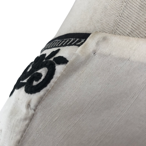 Petals White Raw Silk with Black Embroidery Short Kurti | Brand New |