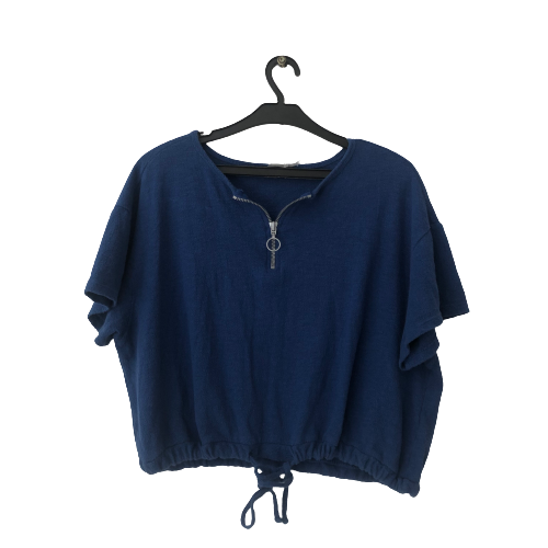 Mavi Blue Crop Top with Zip