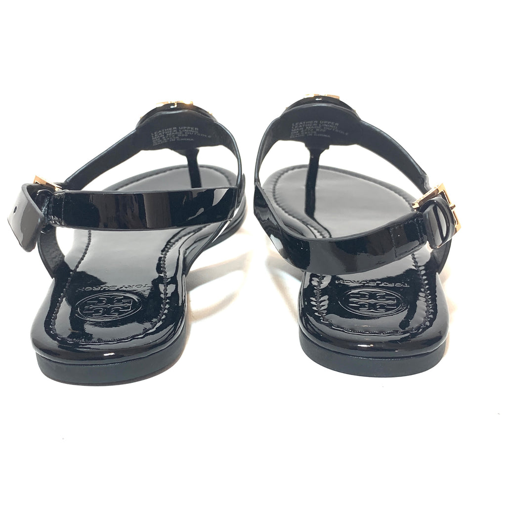 Tory Burch Black Patent Leather 'Claire' Thong Sandals | Brand New |