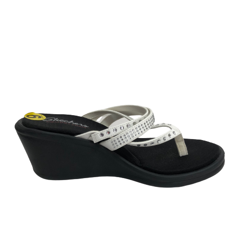 Skechers Memory Foam White Rhinestone Platform Sandals