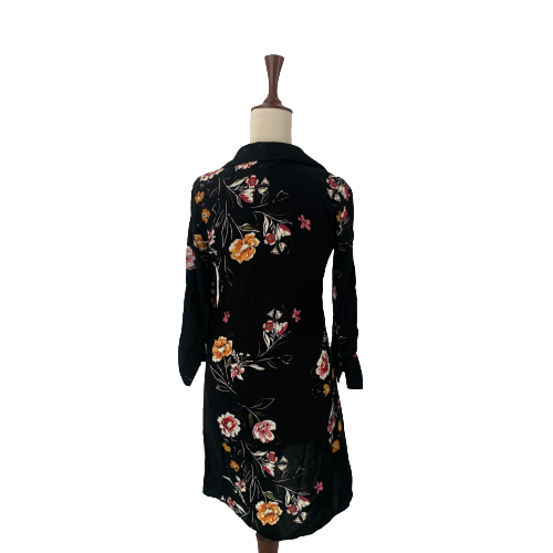 Stradivarius Black Floral Printed Long Shirt | Gently Used |
