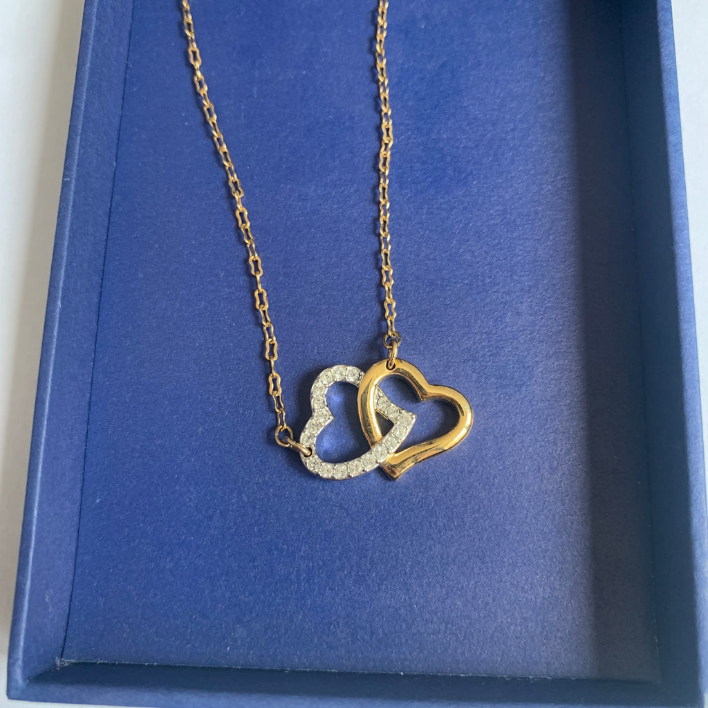 Swarovski Interlocked Heart Two-Toned Necklace | Like New |