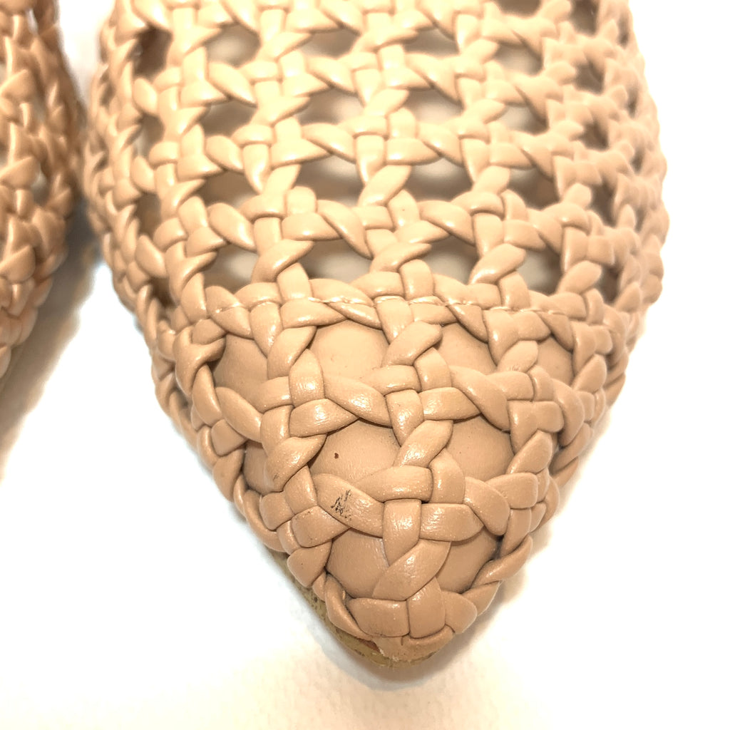 INC International Concepts Beige Leather Woven Mules | Like New |