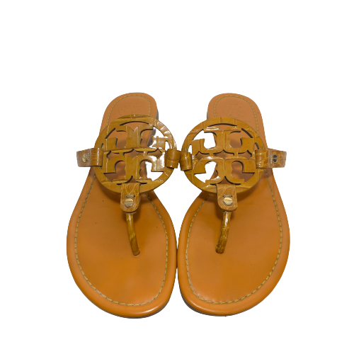 Tory Burch Mustard Croc Print Miller Sandals | Pre Loved |