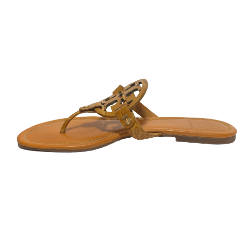 Tory Burch Mustard Croc Print Miller Sandals | Pre Loved |