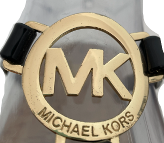 Michael Kors Black Leather & Logo Jute Sandals | Pre Loved |