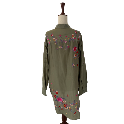 ZARA Embroidered Long Collared Shirt | Pre Loved |