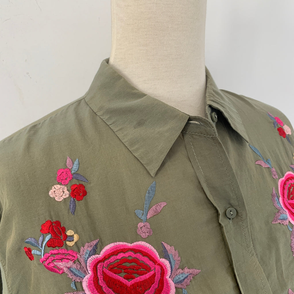 ZARA Embroidered Long Collared Shirt | Pre Loved |
