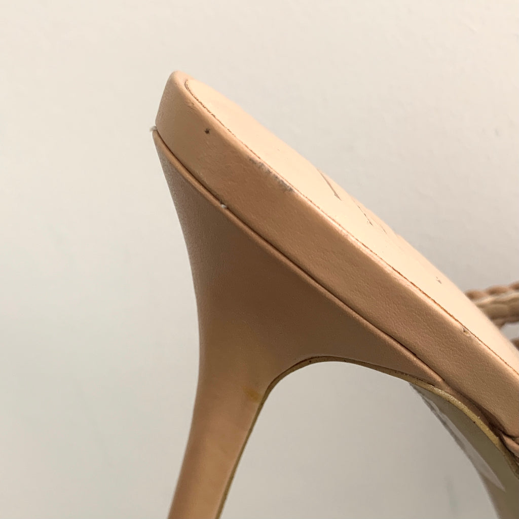 INC International Concepts Beige Leather Woven Mules | Like New |