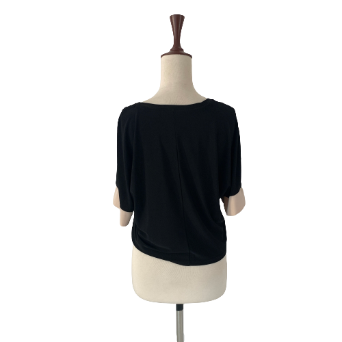ZARA Black with Cream Cuffs Short-sleeved Top | Gently Used |