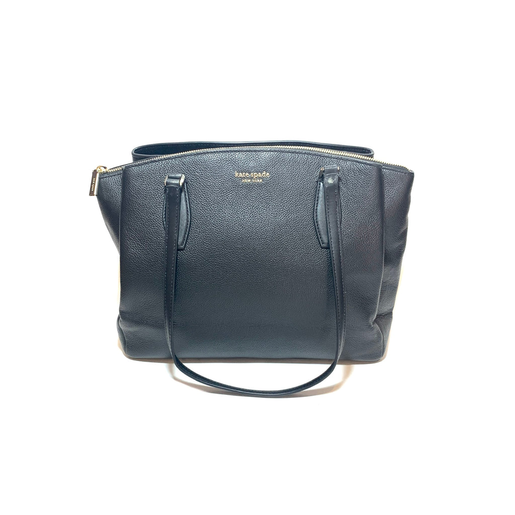 Kate Spade Black Pebbled Leather 'Monet' Large Triple Compartment Tote | Brand New |