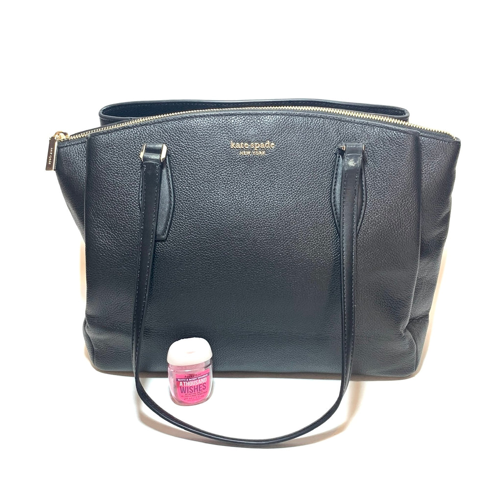 Kate Spade Black Pebbled Leather 'Monet' Large Triple Compartment Tote | Brand New |