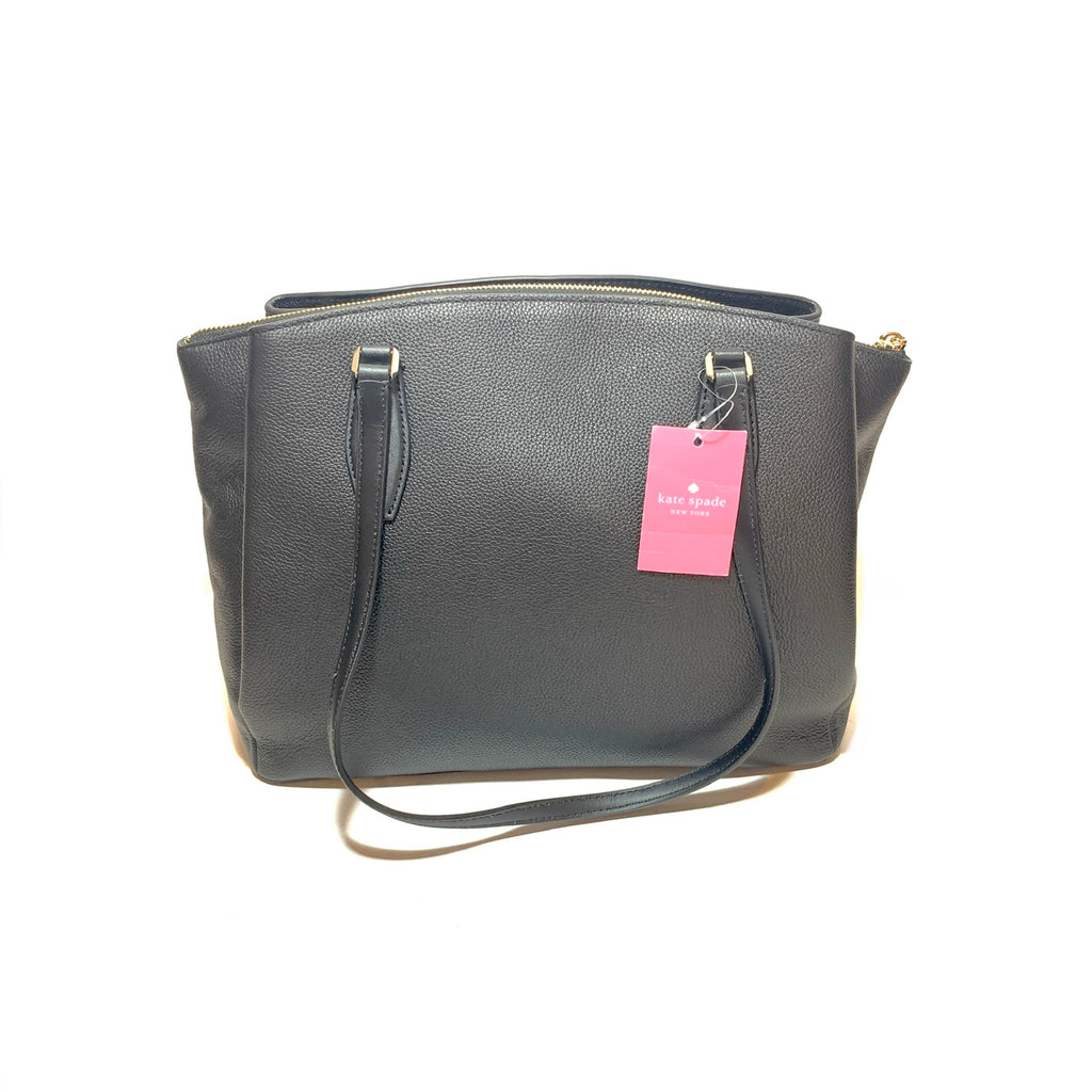 Kate Spade Black Pebbled Leather 'Monet' Large Triple Compartment Tote | Brand New |