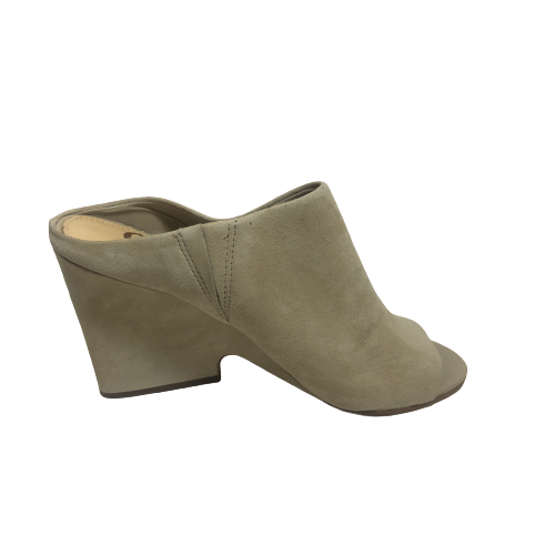 Sam Edelman Ivory Suede Peep-toe Mule Wedges | Pre Loved |