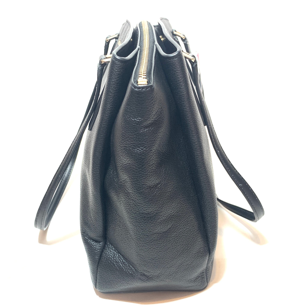 Kate Spade Black Pebbled Leather 'Monet' Large Triple Compartment Tote | Brand New |