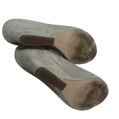 Sam Edelman Ivory Suede Peep-toe Mule Wedges | Pre Loved |