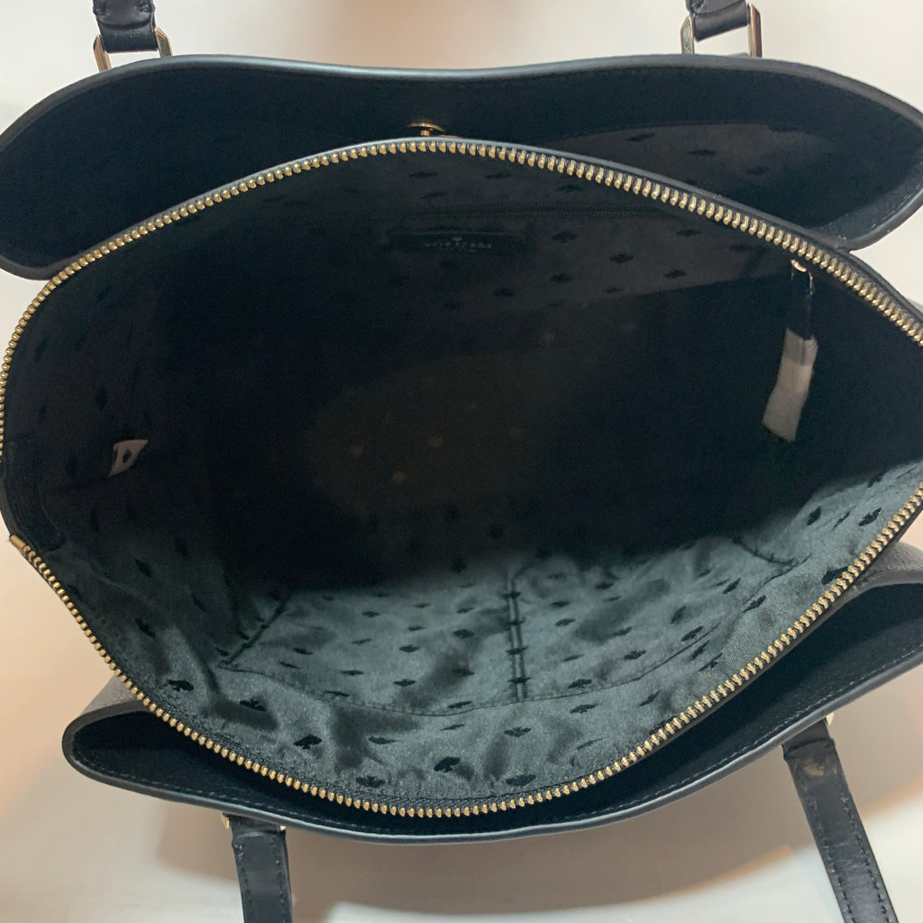 Kate Spade Black Pebbled Leather 'Monet' Large Triple Compartment Tote | Brand New |