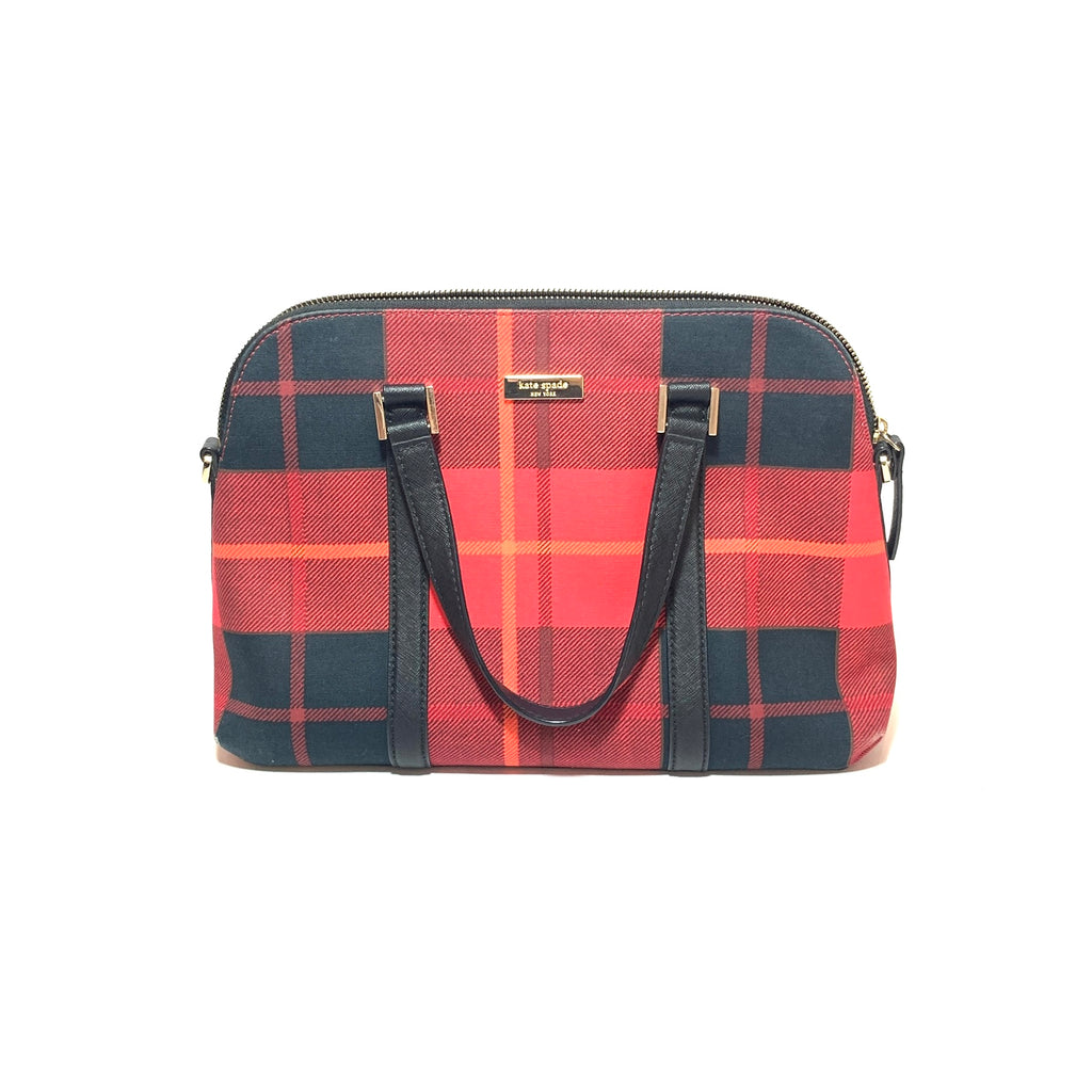 Kate Spade Red Newbury Lane Plaid Tote | Pre Loved |