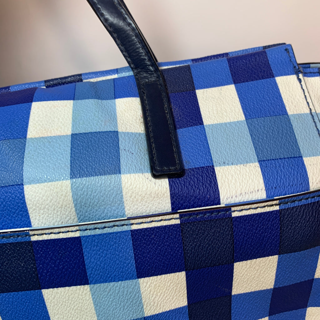 Kate Spade Blue Checked Tote Bag | Pre Loved |