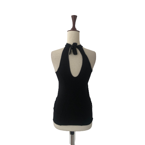 Mango Black Beaded Halter-Neck Top | Pre Loved |