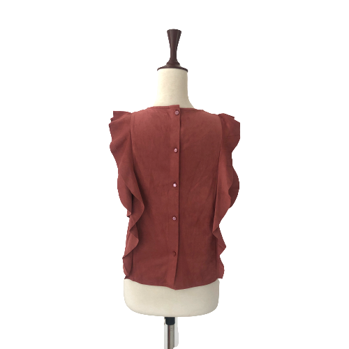 Mango Pink Suede Frill Top | Gently Used |