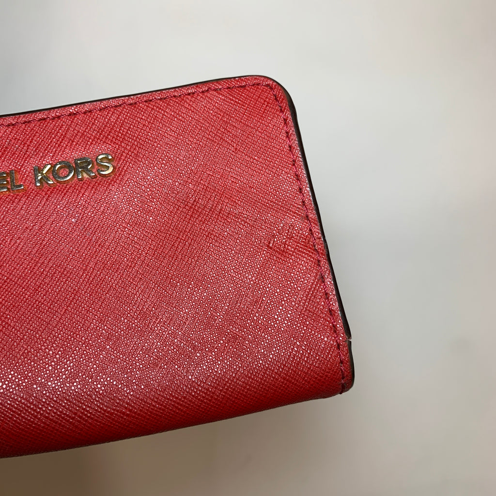 Michael Kors Red Leather Wristlet Wallet | Pre Loved |