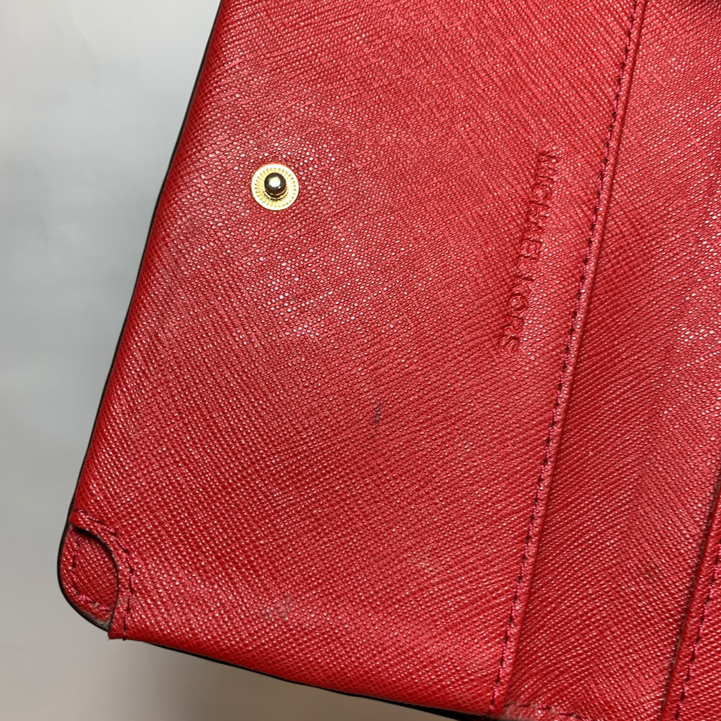 Michael Kors Red Leather Wristlet Wallet | Pre Loved |
