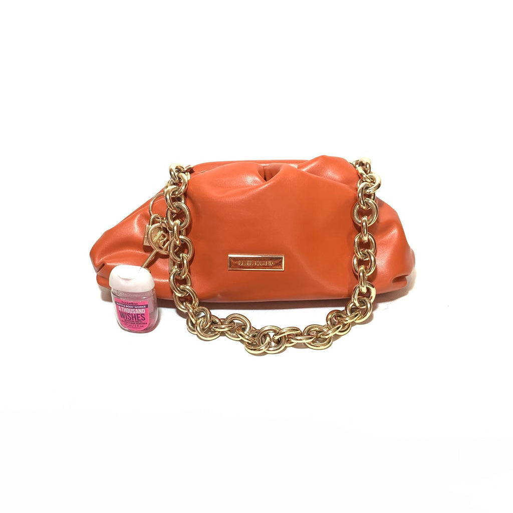 River Island Orange & Gold Chain Shoulder Bag | Like New |