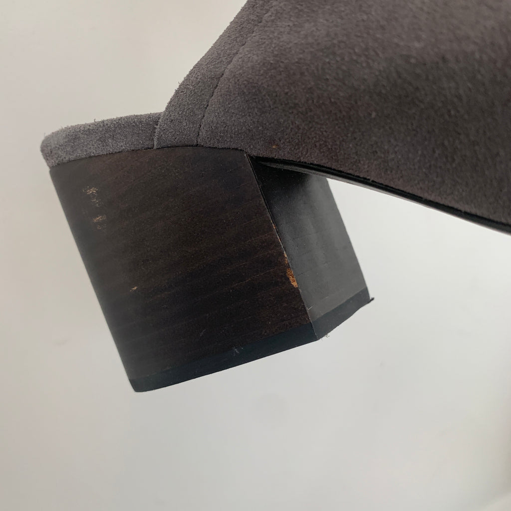 Steve Madden Grey Suede Peep-toe Block Heel Mules | Pre Loved |