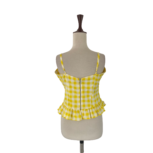 Mango Yellow & White Checked Corset Top | Pre Loved |