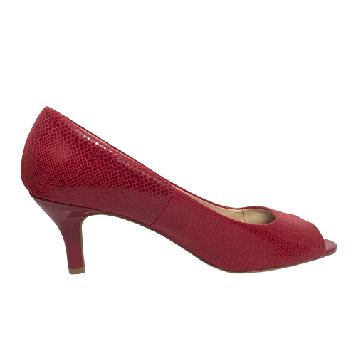 Karen Scott Red Croc Textured Peep-toe Heels | Like New |