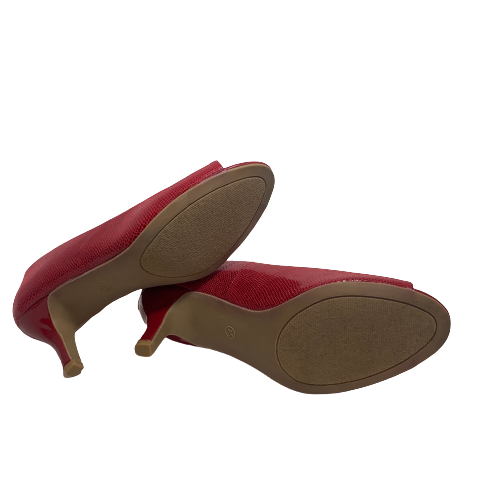 Karen Scott Red Croc Textured Peep-toe Heels | Like New |