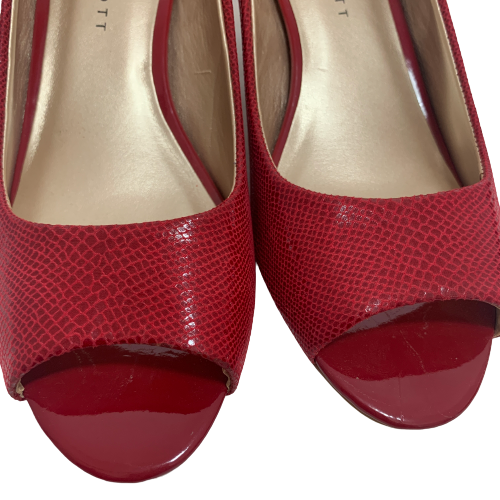 Karen Scott Red Croc Textured Peep-toe Heels | Like New |