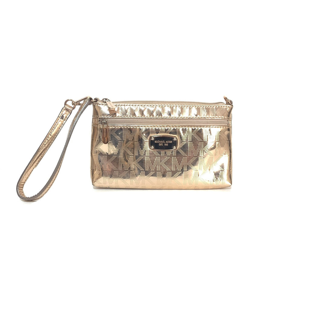 Michael Kors Monogram Rose Gold Wristlet | Gently Used |
