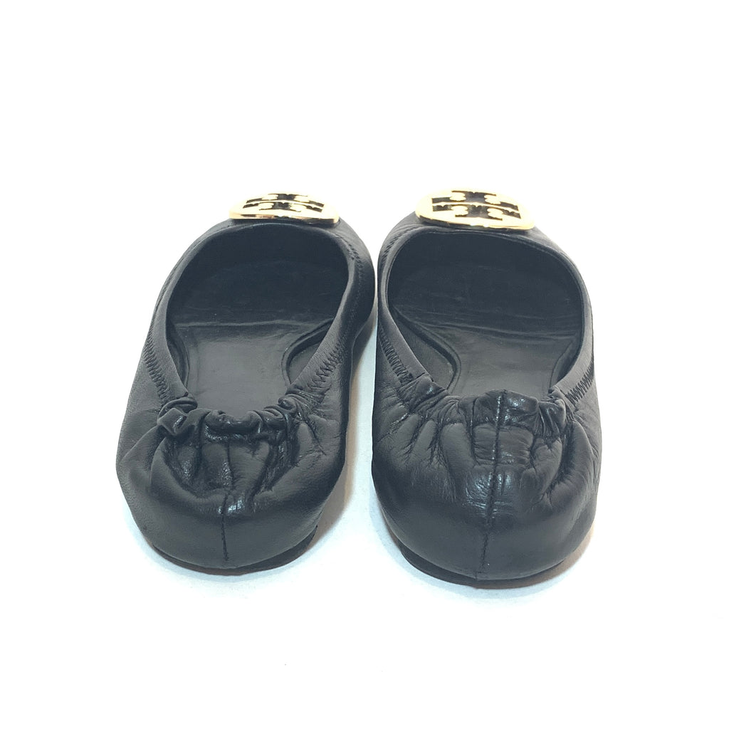 Tory Burch REVA Black Leather Ballet Flats | Pre Loved |